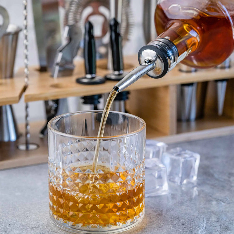 Stainless Steel 17-Piece Cocktail Shaker Set with Stand - Includes 25oz Shaker, Jigger, Strainer, Muddler, and Mixing Spoon.